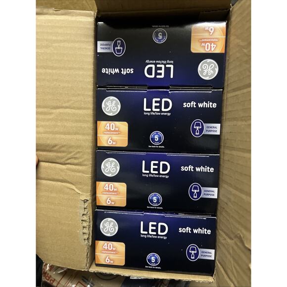 CASE OF 8 GE Soft White 6W (40W equiv) LED Dimmable A19 Medium Light Bulbs - Picture 4 of 4